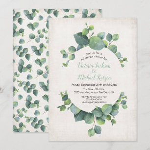 Dîner de répétition d'Eucalyptus Wreath Invitation