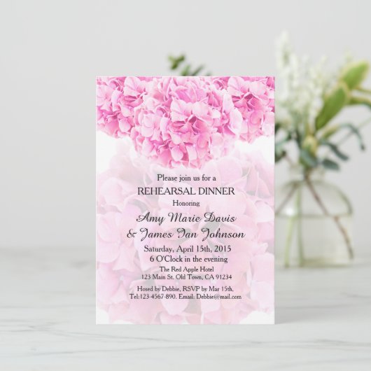 Dîner de répétition d'hydrangea rose invitations h (Debout devant)