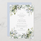 Dîner de répétition Dusty Blue Florals Invitation (Devant / Derrière)