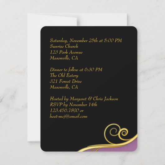 Dîner de répétition élégant Invitation (Dos)