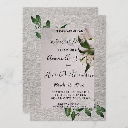 Dîner de répétition élégant Invitation (Devant / Derrière)