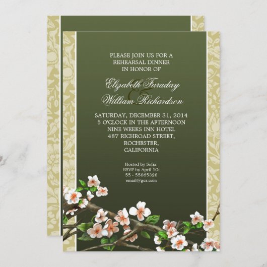 dîner de répétition élégant invitation (Devant / Derrière)