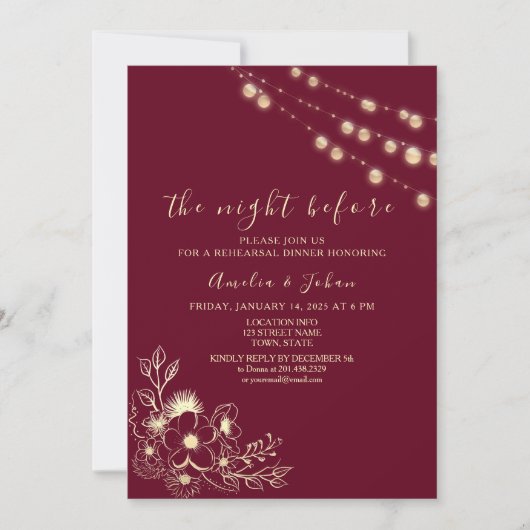 Dîner de répétition en Bourgogne Invitation (Devant)