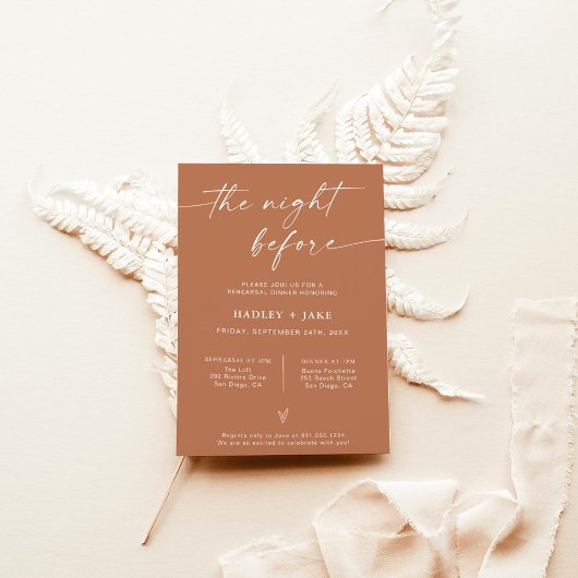 Dîner de répétition en terre cuite Invitation | Nu