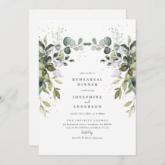 Dîner de répétition Eucalyptus Invitation (Devant / Derrière)