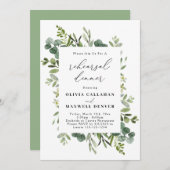 Dîner de répétition Eucalyptus vert Invitation (Devant / Derrière)