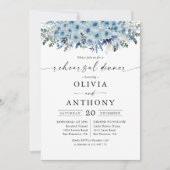 Dîner de répétition Floral Boho bleu Invitation (Devant)