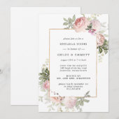 Dîner de répétition floral rose vif Invitation (Devant / Derrière)