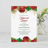 Dîner de répétition Floral Roses rouges Invitation (Debout devant)