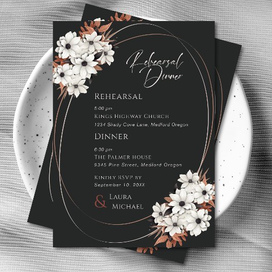 Dîner de répétition florale élégant Invitation
