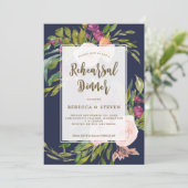 dîner de répétition florale marine vert invitation (Debout devant)