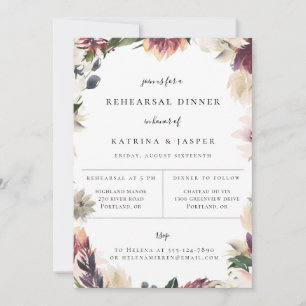 Dîner de répétition florale Plum Blush Invitation