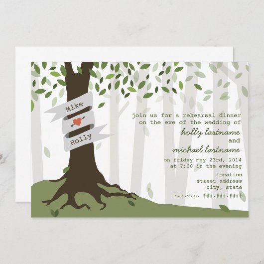 Dîner de répétition forêt / forêt Invitation (Devant / Derrière)