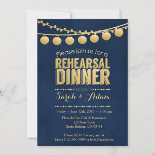 Dîner de répétition Gold et Navy Invitation