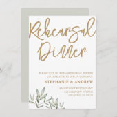 Dîner de répétition Gold & Green Invitation (Devant / Derrière)