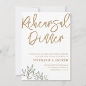 Dîner de répétition Gold & Green Invitation (Devant)
