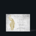 Dîner de répétition Gold Peacock Invitation<br><div class="desc">Invités Invitations à votre dîner de répétition avec une invitation à dîner de répétition mariage Gold Peacock. Le design d'invitation présente un paon élégant contre un feuillage délicat et un arrière - plan grunge. Personnalisez avec les noms du marié et de la mariée avec les détails du dîner de répétition....</div>