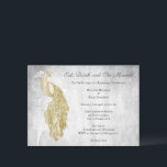 Dîner de répétition Gold Peacock Invitation<br><div class="desc">Invités Invitations à votre dîner de répétition avec une invitation à dîner de répétition mariage Gold Peacock. Le design d'invitation présente un paon élégant contre un feuillage délicat et un arrière - plan grunge. Personnalisez avec les noms du marié et de la mariée avec les détails du dîner de répétition....</div>