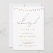 Dîner de répétition Gold String Lights Invitation (Devant)