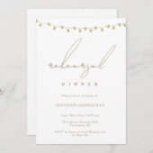 Dîner de répétition Gold String Lights Invitation (Devant / Derrière)