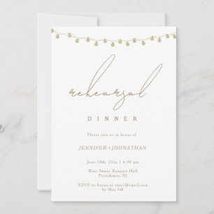 Dîner de répétition Gold String Lights Invitation