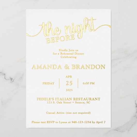 Dîner de répétition Golf Foil Invitation (Recto)