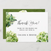 Dîner de répétition Green Hydrangea Merci Cartes (Devant / Derrière)