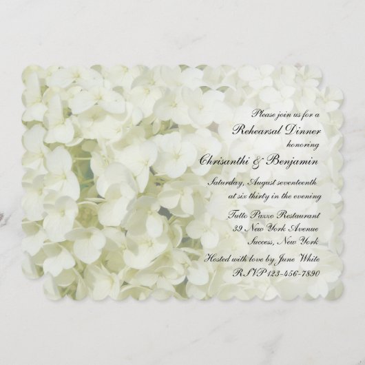 Dîner de répétition Hydrangea blanc Invitation (Devant / Derrière)