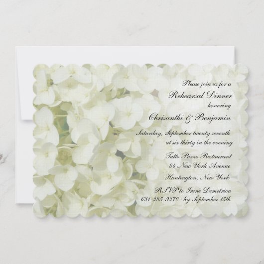 Dîner de répétition Hydrangea blanc Invitation (Devant)