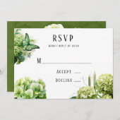 Dîner de répétition Hydrangea vert - Carte RSVP (Devant / Derrière)