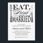 Dîner de répétition Invitation<br><div class="desc">Mangez,  buvez et soyez mariés ! Dîner de répétition Invitation avec argenterie élégante et script de calligraphie. Visitez ONimages Designs Vintage pour une sélection élégante d'invitations personnalisées,  de postage et de papeterie mariage avec un mélange vintage et moderne. ©2010 ONimages Designs Vintages. Tous droits réservés.</div>