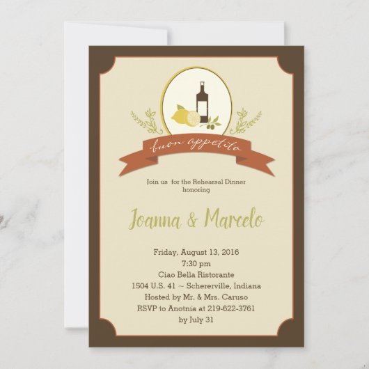 Dîner de répétition Invitation (Devant)