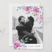 Dîner de répétition Invitation avec Roses violets  (Dos)