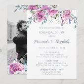 Dîner de répétition Invitation avec Roses violets  (Devant / Derrière)