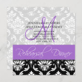 Dîner de répétition Invitation Damask Monogram Lav (Devant / Derrière)