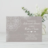 Dîner de répétition Invitation Grey Burlap & Dente (Debout devant)