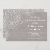 Dîner de répétition Invitation Grey Burlap & Dente (Devant / Derrière)