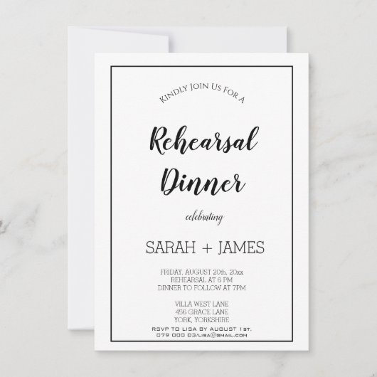 Dîner de répétition Invitation minimaliste (Devant)