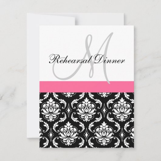 Dîner de répétition Invitation Monogramme Damask P (Devant)