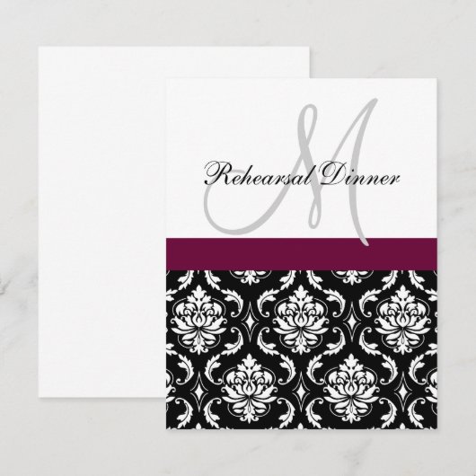 Dîner de répétition Invitation Monogramme Vin Dama (Devant / Derrière)