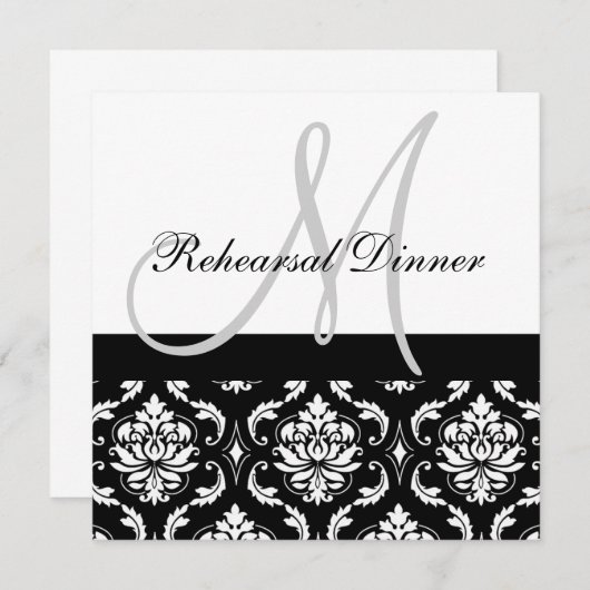 Dîner de répétition Invitation Monogrammes Noms Da (Devant / Derrière)