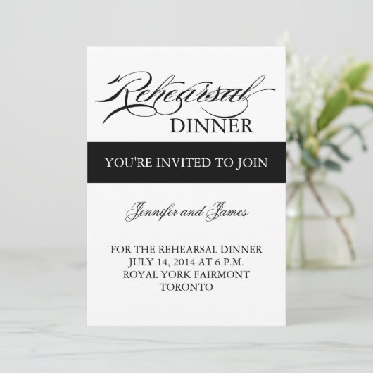 Dîner de répétition Invitation Noir et blanc Simpl (Debout devant)