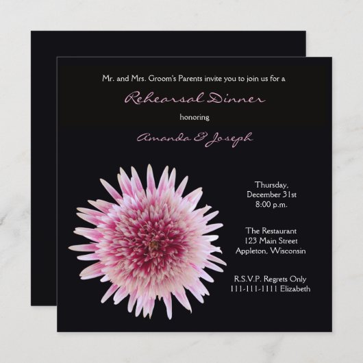 Dîner de répétition Invitation — Superbe Gerbera (Devant / Derrière)