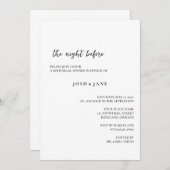 Dîner De Répétition, La Nuit Avant Les Invitations (Devant / Derrière)