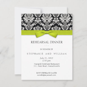 Dîner de répétition Lime Bow Damask Invitation