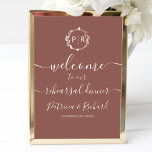 Dîner de répétition mariage Affiche de bienvenue<br><div class="desc">Un simple chic feuillage faux feuillage monogramme en terre cuite répétition dîner panneau de mousse de bienvenue. Facile à personnaliser avec vos détails. Dîner de répétition boho moderne panneau en mousse de bienvenue modifiable, couronnes faire-part de mariage photo, personnalisable, calligraphie police manuscrite, simple, élégant. PERSONNALISATION : Si vous avez besoin...</div>