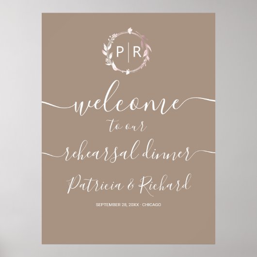 Dîner de répétition mariage Affiche de bienvenue (Devant)