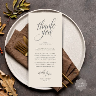 Dîner de répétition mariage Carte de remerciements