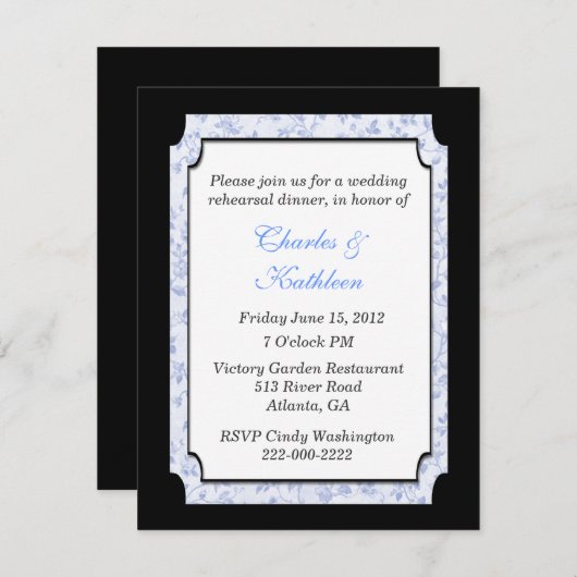 Dîner de répétition Mariage chic Invitation (Devant / Derrière)
