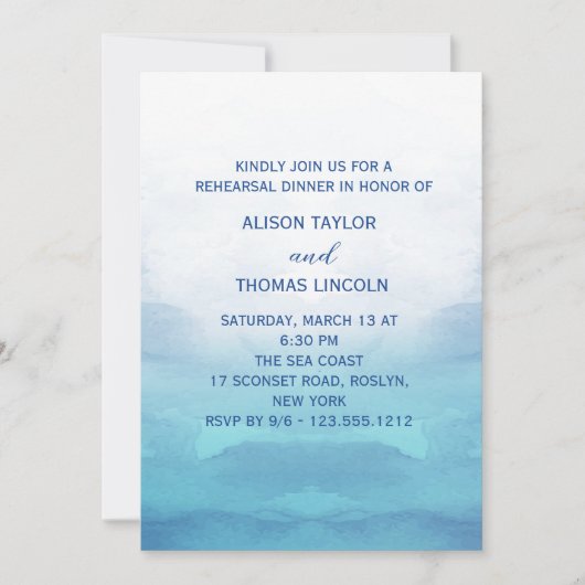Dîner de répétition Mariage de mer Invitation (Devant)